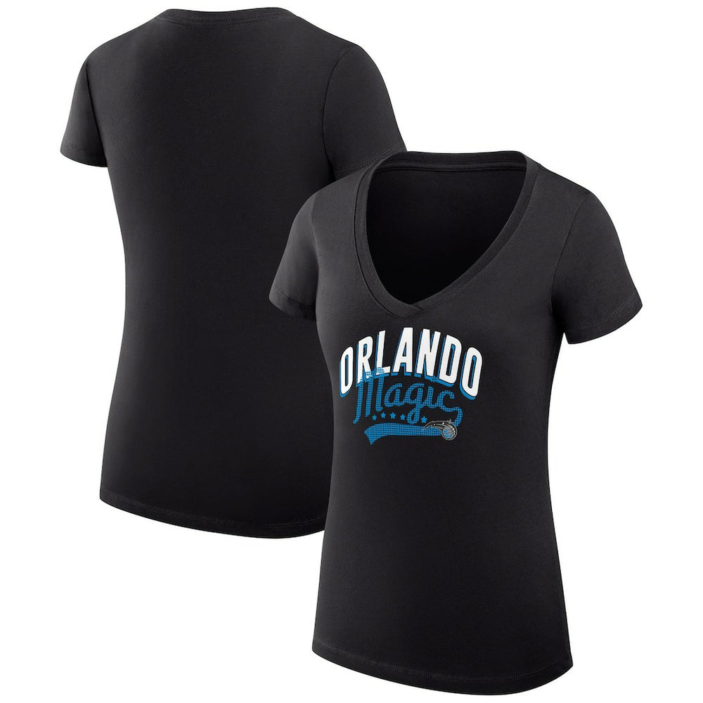 Orlando Magic G-III 4Her by Carl Banks Women's Super-Slim Fit Lightweight Filigree Logo V-Neck T-Shirt Black - NBA