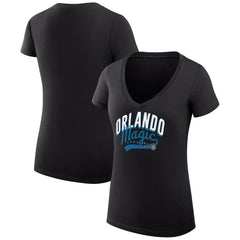 Orlando Magic G-III 4Her by Carl Banks Women's Super-Slim Fit Lightweight Filigree Logo V-Neck T-Shirt Black - NBA