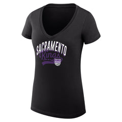 Sacramento Kings G-III 4Her by Carl Banks Women's Super-Slim Fit Lightweight Filigree Logo V-Neck T-Shirt Black - NBA