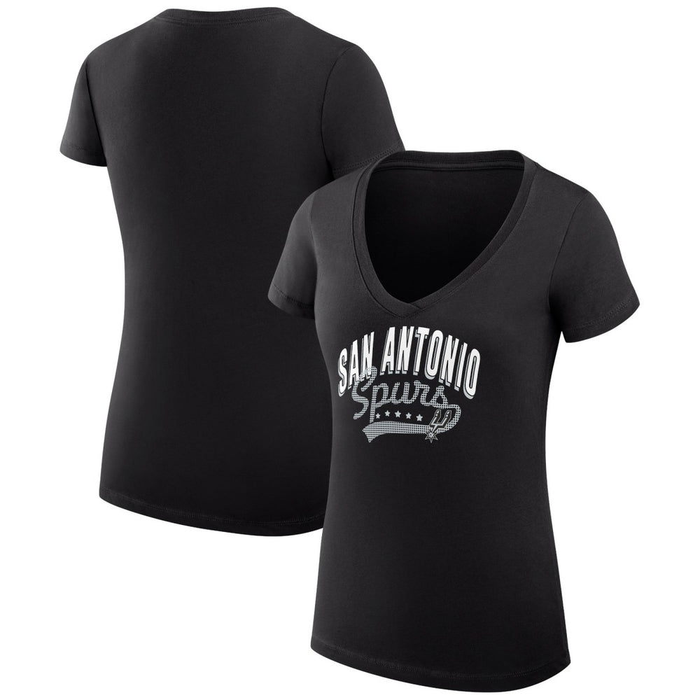 San Antonio Spurs G-III 4Her by Carl Banks Women's Super-Slim Fit Lightweight Filigree Logo V-Neck T-Shirt Black - NBA