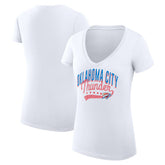 Oklahoma City Thunder G-III 4Her by Carl Banks Women's Super-Slim Fit Lightweight Filigree Logo V-Neck T-Shirt - White - NBA