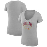 Cleveland Cavaliers G-III 4Her by Carl Banks Women's Super-Slim Fit Lightweight Filigree Logo V-Neck T-Shirt Heather Gray - NBA