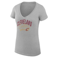 Cleveland Cavaliers G-III 4Her by Carl Banks Women's Super-Slim Fit Lightweight Filigree Logo V-Neck T-Shirt Heather Gray - NBA