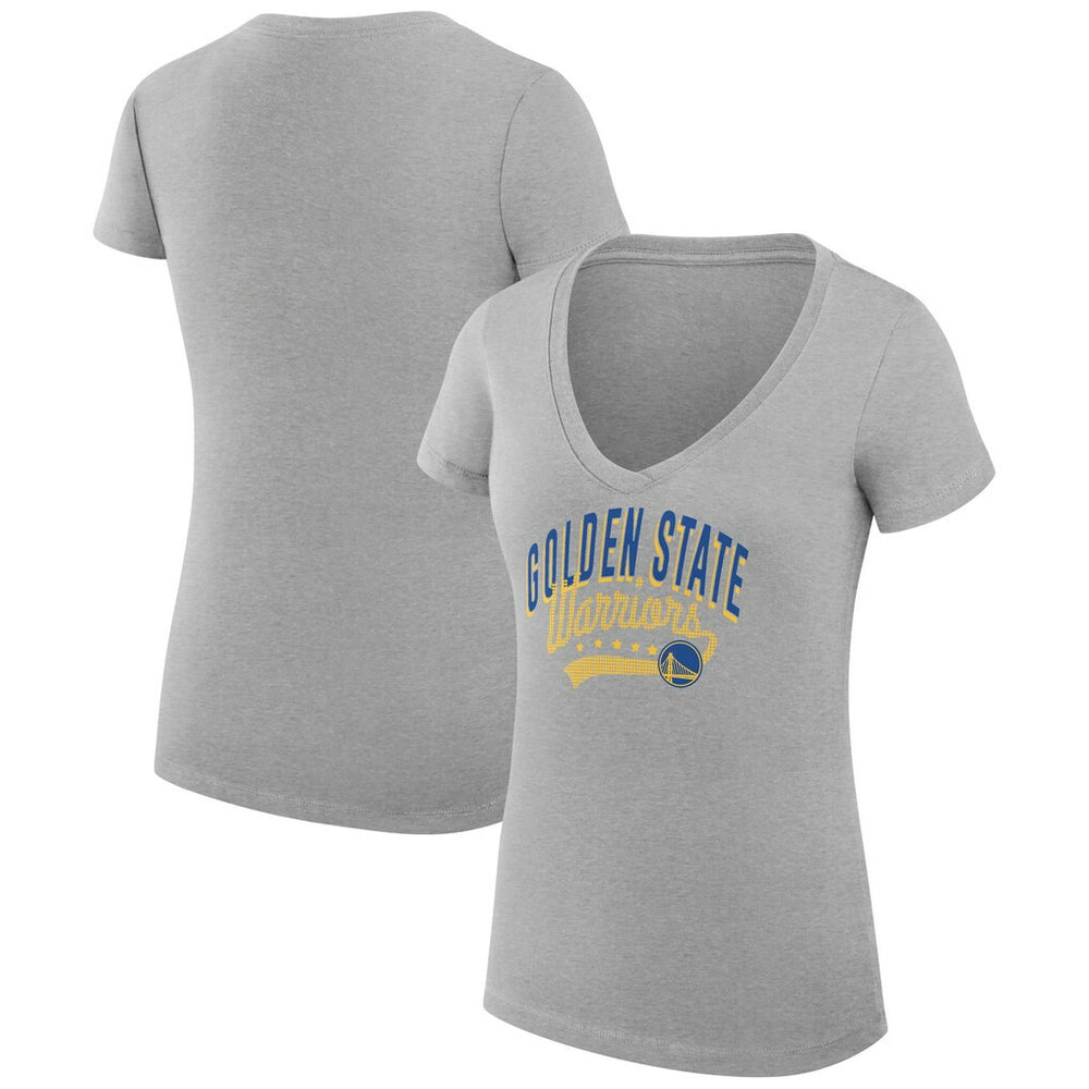 Golden State Warriors G-III 4Her by Carl Banks Women's Super-Slim Fit Lightweight Filigree Logo V-Neck T-Shirt Heather Gray - NBA