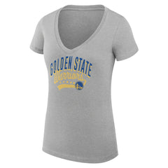 Golden State Warriors G-III 4Her by Carl Banks Women's Super-Slim Fit Lightweight Filigree Logo V-Neck T-Shirt Heather Gray - NBA