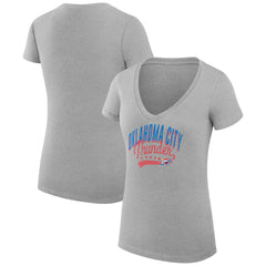 Oklahoma City Thunder G-III 4Her by Carl Banks Women's Super-Slim Fit Lightweight Filigree Logo V-Neck T-Shirt Heather Gray - NBA