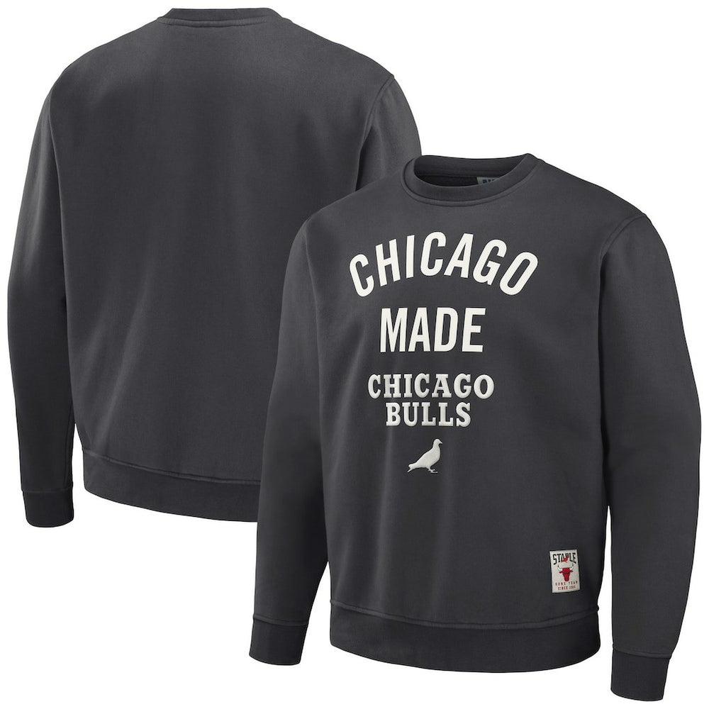 Chicago Bulls NBA x Staple Plush Pullover Sweatshirt Anthracite - NBA