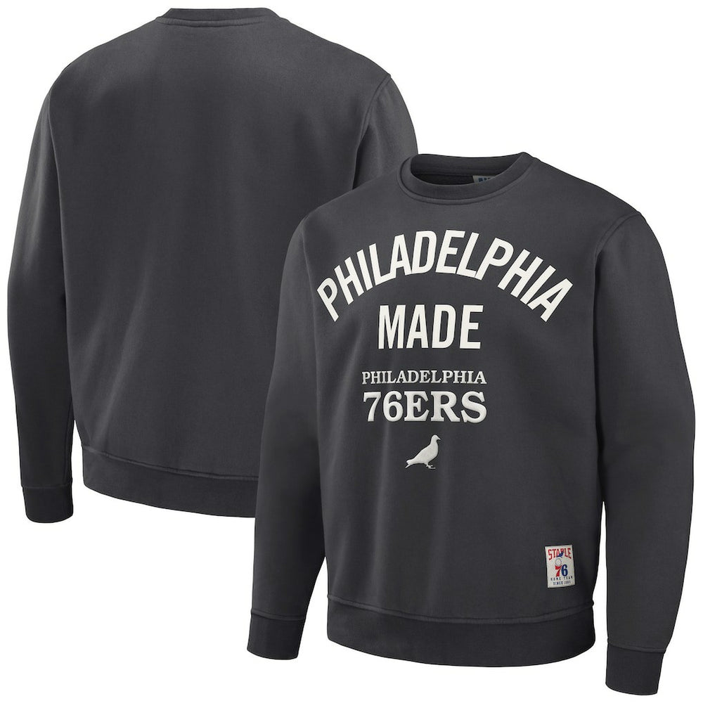 Philadelphia 76ers NBA x Staple Plush Pullover Sweatshirt Anthracite - NBA