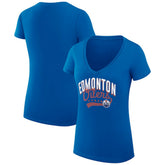 Edmonton Oilers G-III 4Her by Carl Banks Women's Super-Slim Fit Lightweight Filigree Logo V-Neck T-Shirt – Royal - NHL