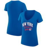 New York Rangers G-III 4Her by Carl Banks Women's Super-Slim Fit Lightweight Filigree Logo V-Neck T-Shirt – Blue - NHL