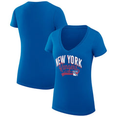 New York Rangers G-III 4Her by Carl Banks Women's Super-Slim Fit Lightweight Filigree Logo V-Neck T-Shirt – Blue - NHL