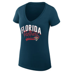 Florida Panthers G-III 4Her by Carl Banks Women's Super-Slim Fit Lightweight Filigree Logo V-Neck T-Shirt – Navy - NHL