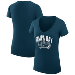 Tampa Bay Lightning G-III 4Her by Carl Banks Women's Super-Slim Fit Lightweight Filigree Logo V-Neck T-Shirt – Navy - NHL