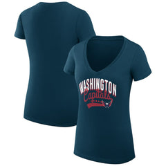 Washington Capitals G-III 4Her by Carl Banks Women's Super-Slim Fit Lightweight Filigree Logo V-Neck T-Shirt – Navy - NHL