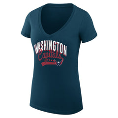 Washington Capitals G-III 4Her by Carl Banks Women's Super-Slim Fit Lightweight Filigree Logo V-Neck T-Shirt – Navy - NHL