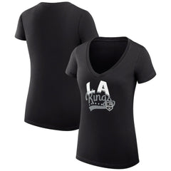 Los Angeles Kings G-III 4Her by Carl Banks Women's Super-Slim Fit Lightweight Filigree Logo V-Neck T-Shirt – Black - NHL
