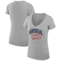 Montreal Canadiens G-III 4Her by Carl Banks Women's Super-Slim Fit Lightweight Filigree Logo V-Neck T-Shirt – Gray - NHL
