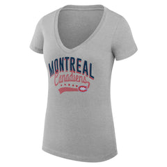 Montreal Canadiens G-III 4Her by Carl Banks Women's Super-Slim Fit Lightweight Filigree Logo V-Neck T-Shirt – Gray - NHL