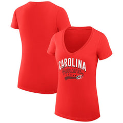 Carolina Hurricanes G-III 4Her by Carl Banks Women's Super-Slim Fit Lightweight Filigree Logo V-Neck T-Shirt – Red - NHL