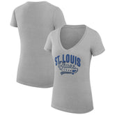 St. Louis Blues G-III 4Her by Carl Banks Women's Super-Slim Fit Lightweight Filigree Logo V-Neck T-Shirt – Gray - NHL