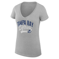 Tampa Bay Lightning G-III 4Her by Carl Banks Women's Super-Slim Fit Lightweight Filigree Logo V-Neck T-Shirt – Gray - NHL