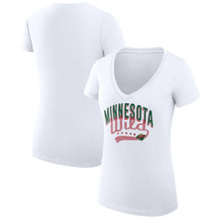 Minnesota Wild G-III 4Her by Carl Banks Women's Super-Slim Fit Lightweight Filigree Logo V-Neck T-Shirt – White - NHL