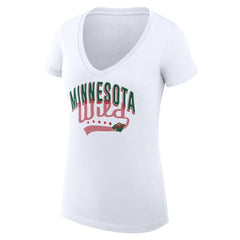 Minnesota Wild G-III 4Her by Carl Banks Women's Super-Slim Fit Lightweight Filigree Logo V-Neck T-Shirt – White - NHL