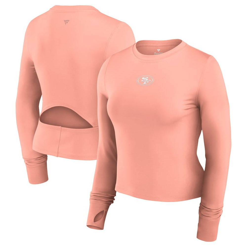 San Francisco 49ers Women's Studio Fitted Long Sleeve Gym Top Coral | Fanatics