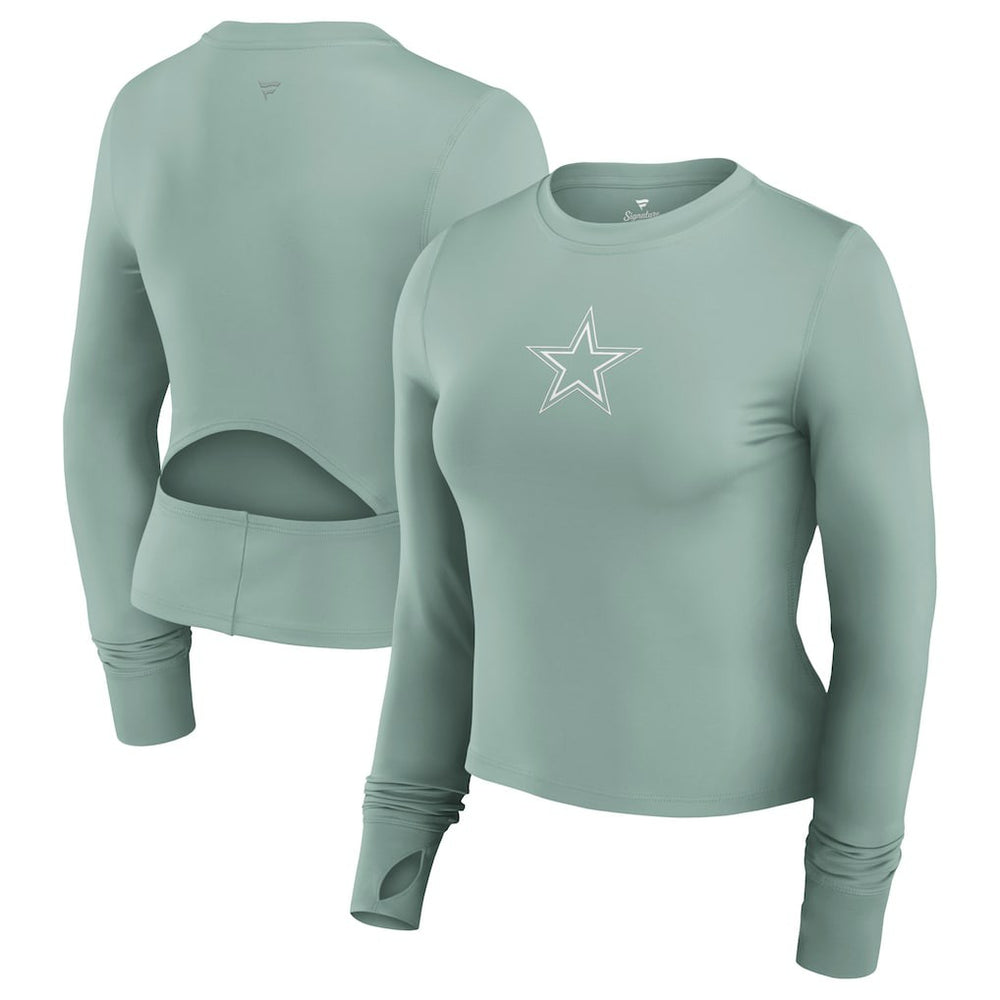 Dallas Cowboys Women's Studio Fitted Long Sleeve Gym Top Green | Fanatics