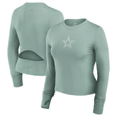 Dallas Cowboys Women's Studio Fitted Long Sleeve Gym Top Green | Fanatics
