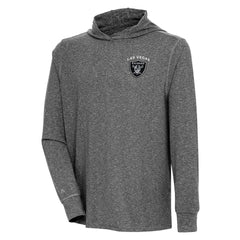 Las Vegas Raiders Antigua Saga Long Sleeve Hoodie T-Shirt Heather Black | NFL