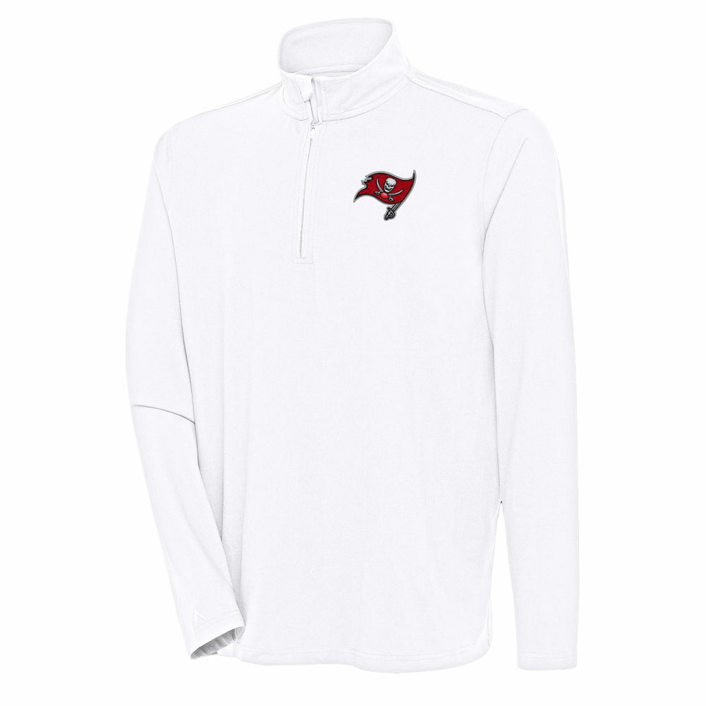 Tampa Bay Buccaneers Antigua Hunk Quarter-Zip Pullover Top White | NFL