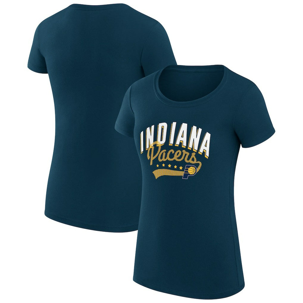 Indiana Pacers G-III 4Her by Carl Banks Women's Super-Slim Fit Lightweight Filigree Logo T-Shirt - Navy - NBA