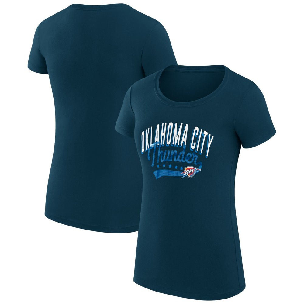 Oklahoma City Thunder G-III 4Her by Carl Banks Women's Super-Slim Fit Lightweight Filigree Logo T-Shirt - Navy - NBA