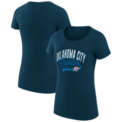 Oklahoma City Thunder G-III 4Her by Carl Banks Women's Super-Slim Fit Lightweight Filigree Logo T-Shirt - Navy - NBA