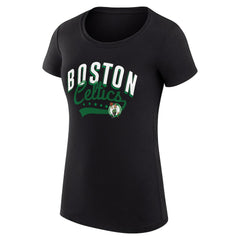 Boston Celtics G-III 4Her by Carl Banks Women's Super-Slim Fit Lightweight Filigree Logo T-Shirt - Black - NBA