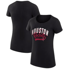 Houston Rockets G-III 4Her by Carl Banks Women's Super-Slim Fit Lightweight Filigree Logo T-Shirt - Black - NBA