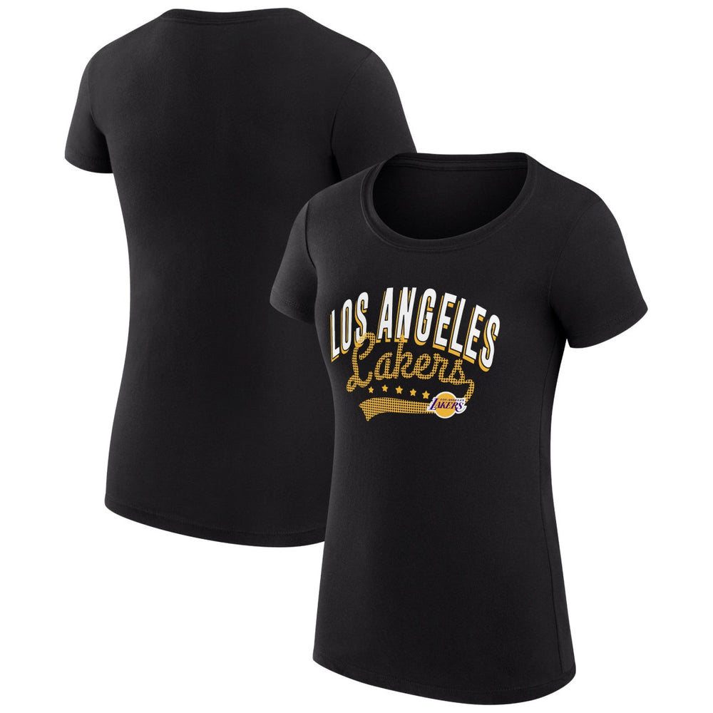 Los Angeles Lakers G-III 4Her by Carl Banks Women's Super-Slim Fit Lightweight Filigree Logo T-Shirt - Black - NBA