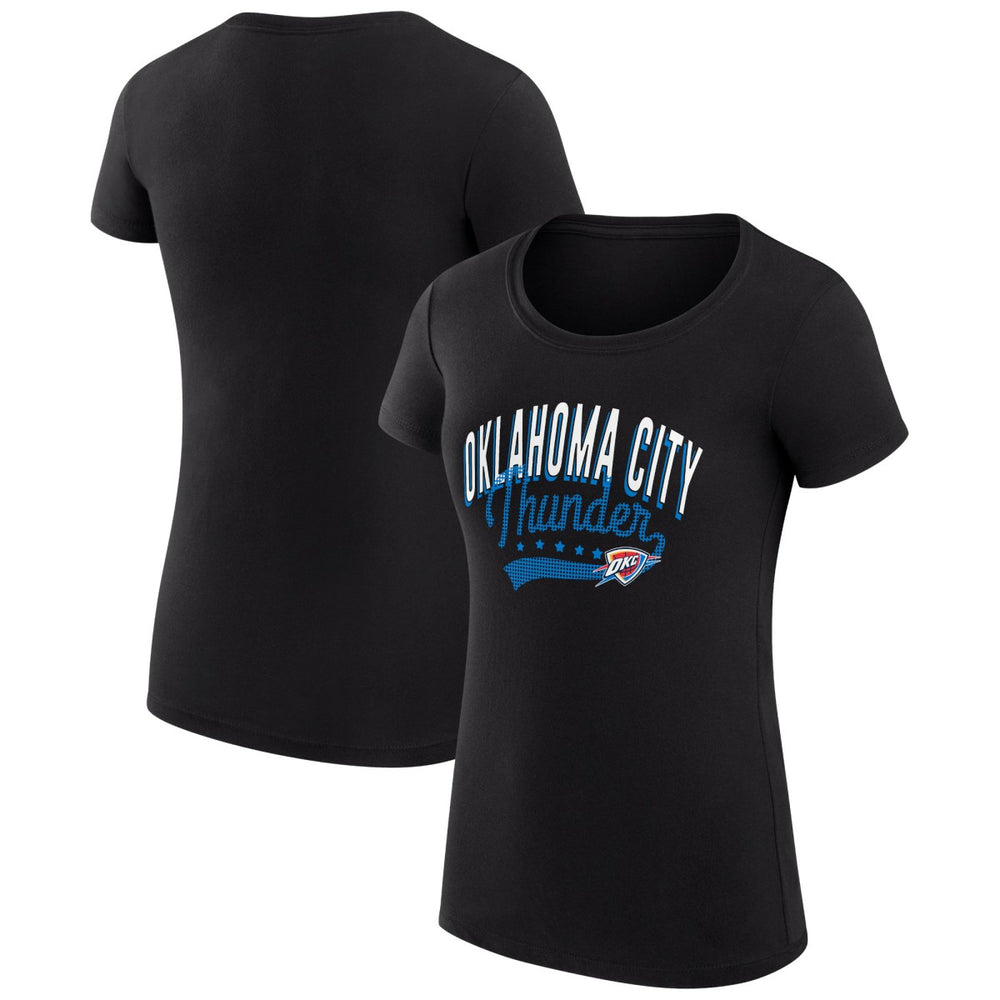 Oklahoma City Thunder G-III 4Her by Carl Banks Women's Super-Slim Fit Lightweight Filigree Logo T-Shirt - Black - NBA