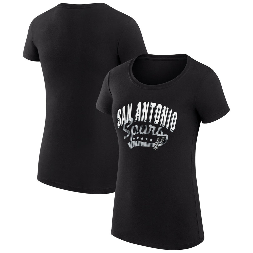 San Antonio Spurs G-III 4Her by Carl Banks Women's Super-Slim Fit Lightweight Filigree Logo T-Shirt - Black - NBA