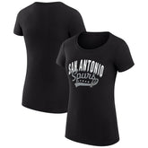 San Antonio Spurs G-III 4Her by Carl Banks Women's Super-Slim Fit Lightweight Filigree Logo T-Shirt - Black - NBA