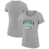Boston Celtics G-III 4Her by Carl Banks Women's Super-Slim Fit Lightweight Filigree Logo T-Shirt - Heather Gray - NBA