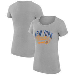 New York Knicks G-III 4Her by Carl Banks Women's Super-Slim Fit Lightweight Filigree Logo T-Shirt - Heather Gray - NBA