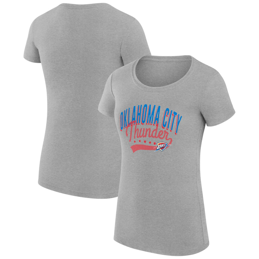 Oklahoma City Thunder G-III 4Her by Carl Banks Women's Super-Slim Fit Lightweight Filigree Logo T-Shirt - Heather Gray - NBA