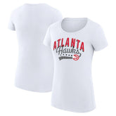 Atlanta Hawks G-III 4Her by Carl Banks Women's Super-Slim Fit Lightweight Filigree Logo T-Shirt - White - NBA