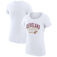 Cleveland Cavaliers G-III 4Her by Carl Banks Women's Super-Slim Fit Lightweight Filigree Logo T-Shirt - White - NBA