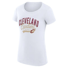 Cleveland Cavaliers G-III 4Her by Carl Banks Women's Super-Slim Fit Lightweight Filigree Logo T-Shirt - White - NBA