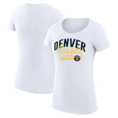 Denver Nuggets G-III 4Her by Carl Banks Women's Super-Slim Fit Lightweight Filigree Logo T-Shirt - White - NBA