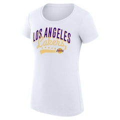 Los Angeles Lakers G-III 4Her by Carl Banks Women's Super-Slim Fit Lightweight Filigree Logo T-Shirt - White - NBA
