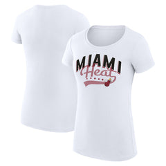 Miami Heat G-III 4Her by Carl Banks Women's Super-Slim Fit Lightweight Filigree Logo T-Shirt - White - NBA
